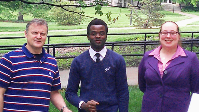 Group picture with Dr. Nikolay Gerasimchuk, Adedamola Abraham Opalade and Snow Popis